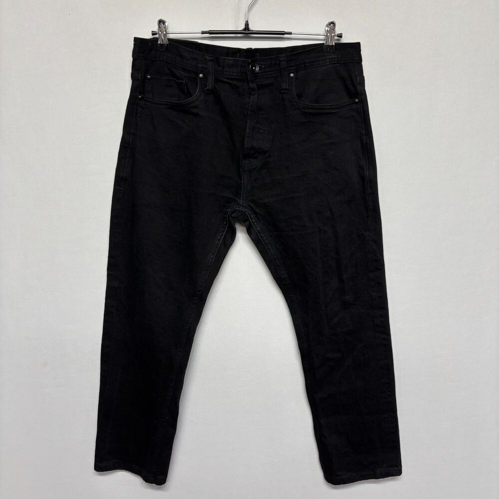The Unbranded Brand UB244 11oz Black Stretch Selvedge Jeans 34x26 Tapered C129 9